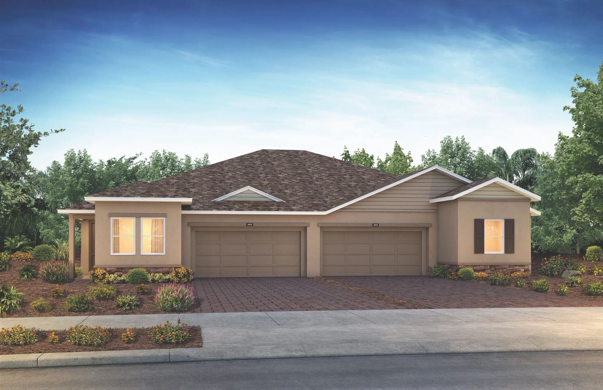 Shea Homes Ocala Preserve Evia - Evia Elevation:Left: Evia A, Right Evia B, Color: 11