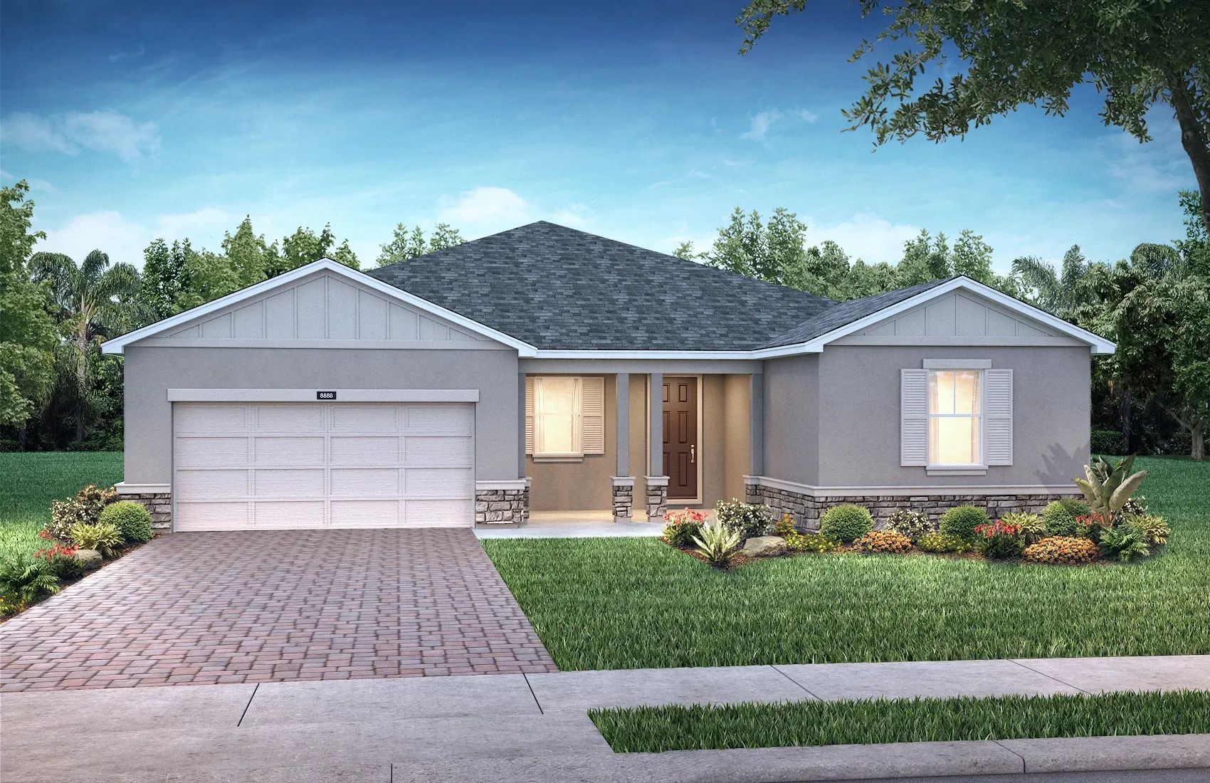 Shea Homes Ocala Preserve Liberty Exterior:Ext D: Farmhouse; Color Scheme 16