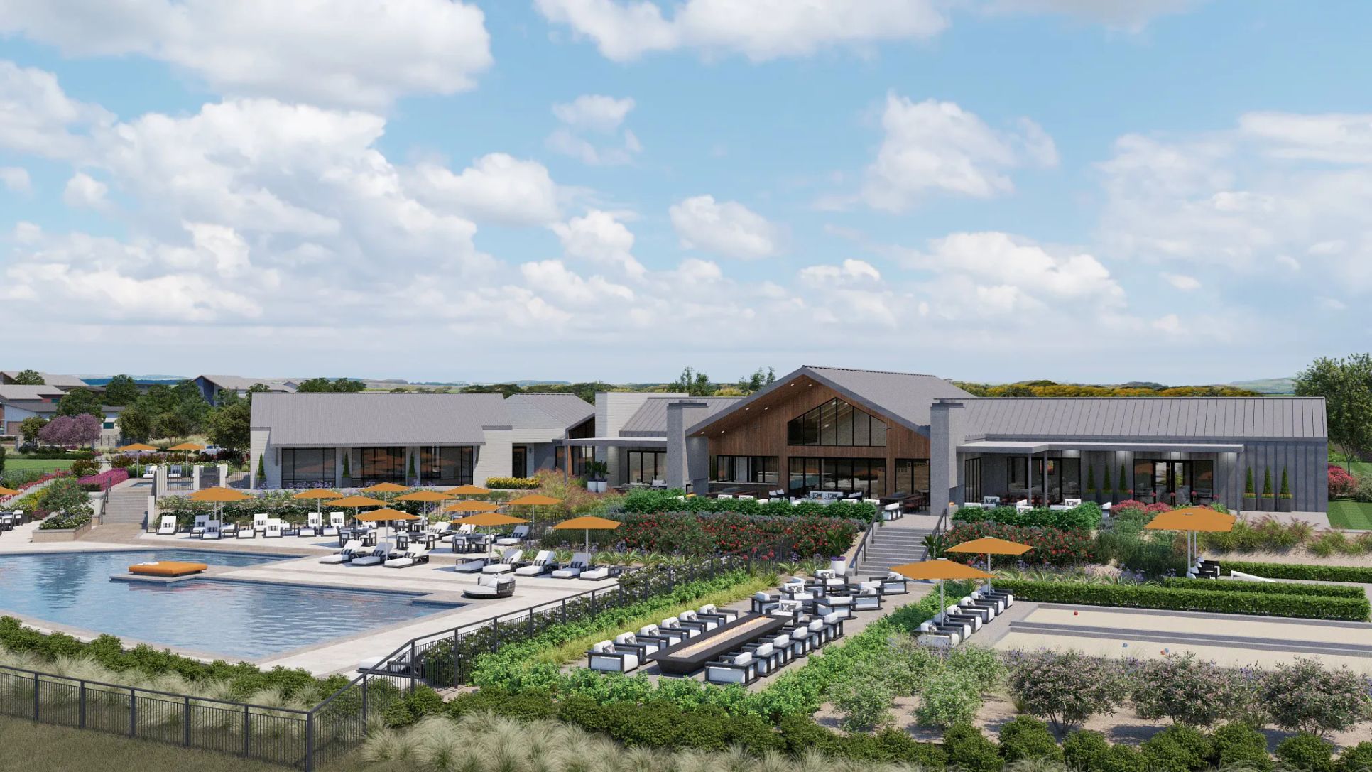 Exterior Rendering of the Club:The Ridge Wellness Social Club, Planned Exterior