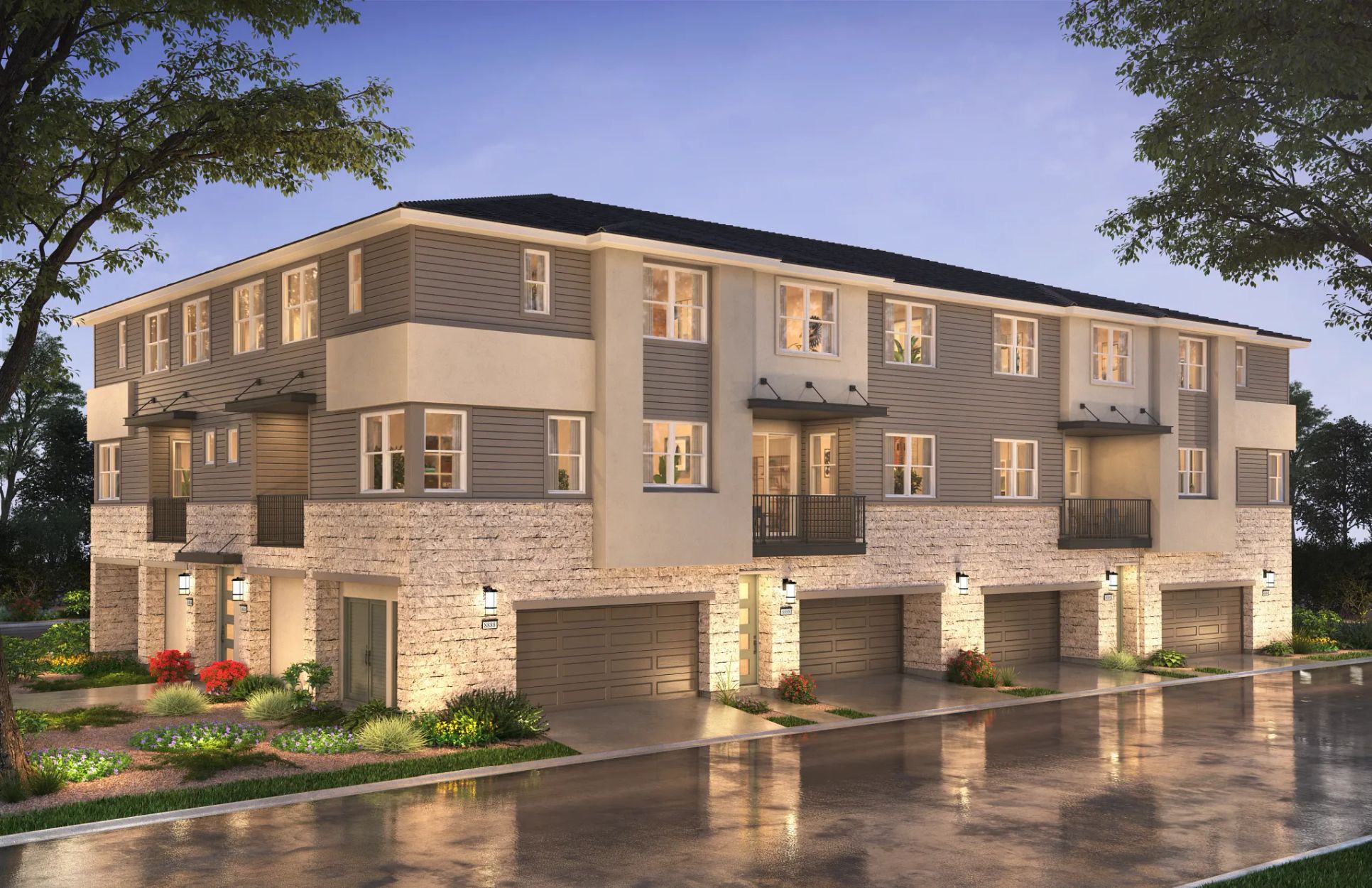 artist rendering of townhome 8 plex:Exterior C