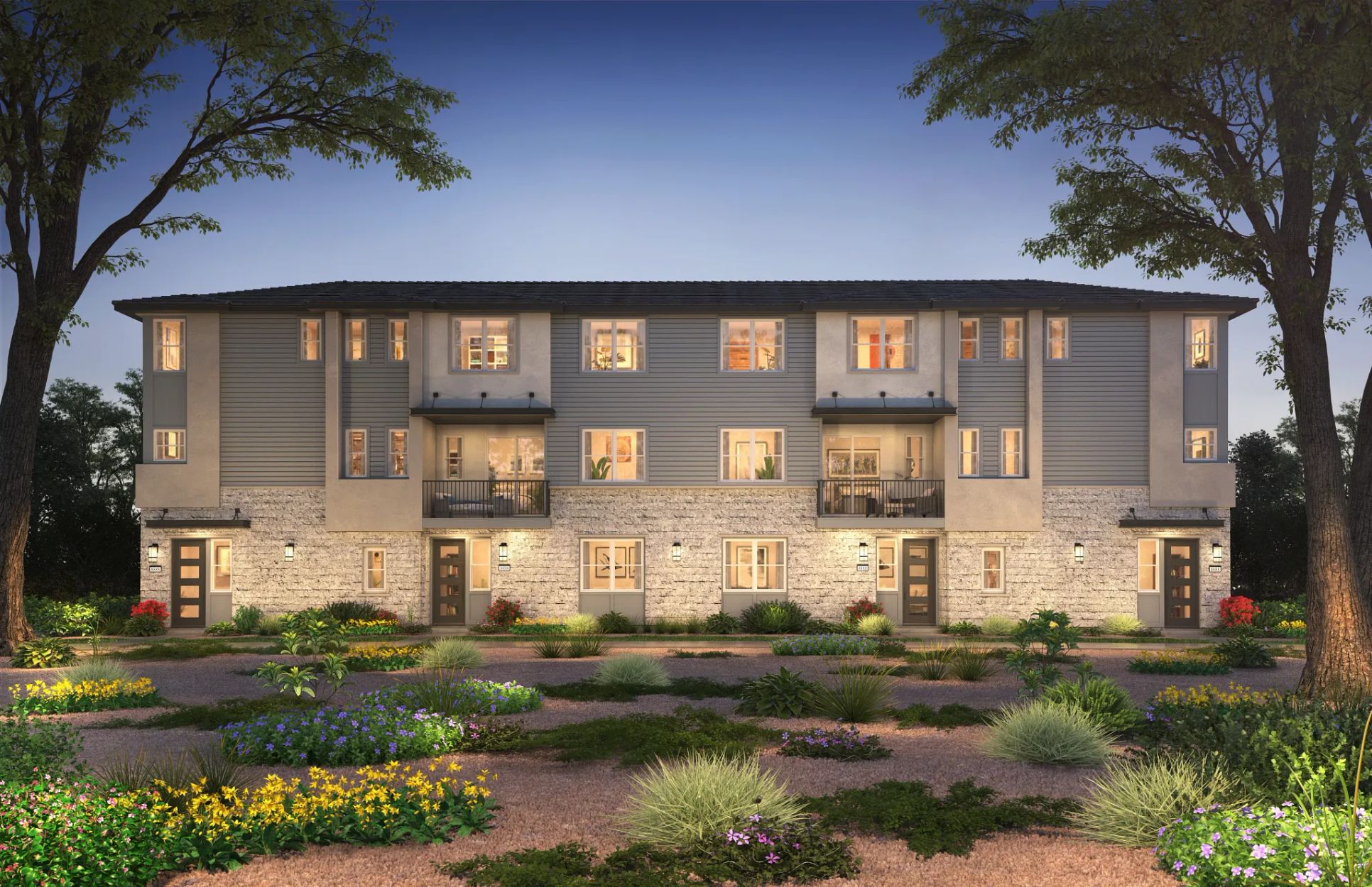 artist rendering of 4 plex townhome building
