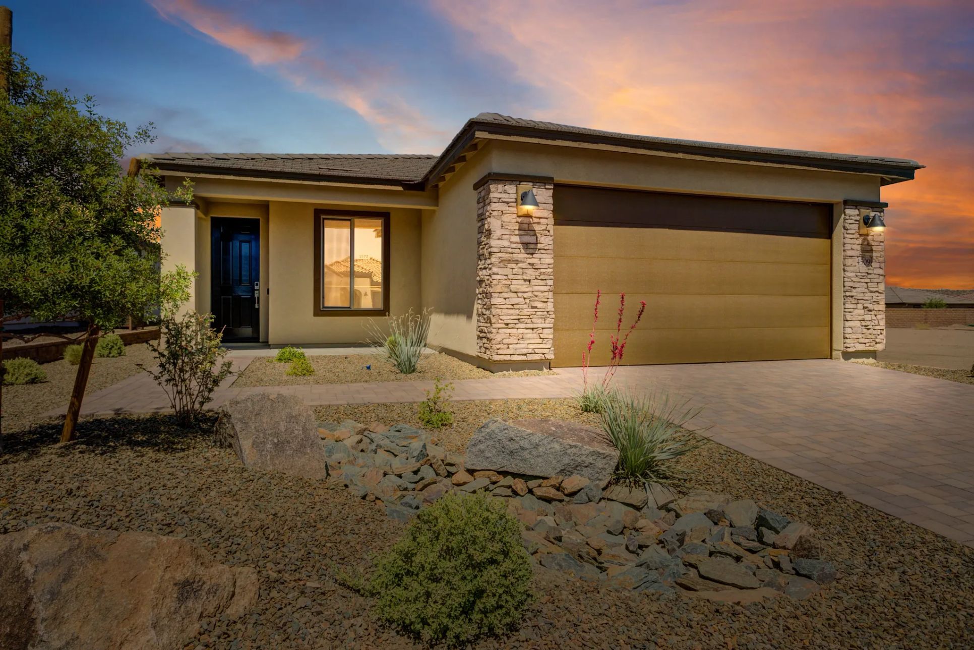 Trilogy at Wickenburg Ranch Quick Move-In Thrive:Front Exterior at Dusk