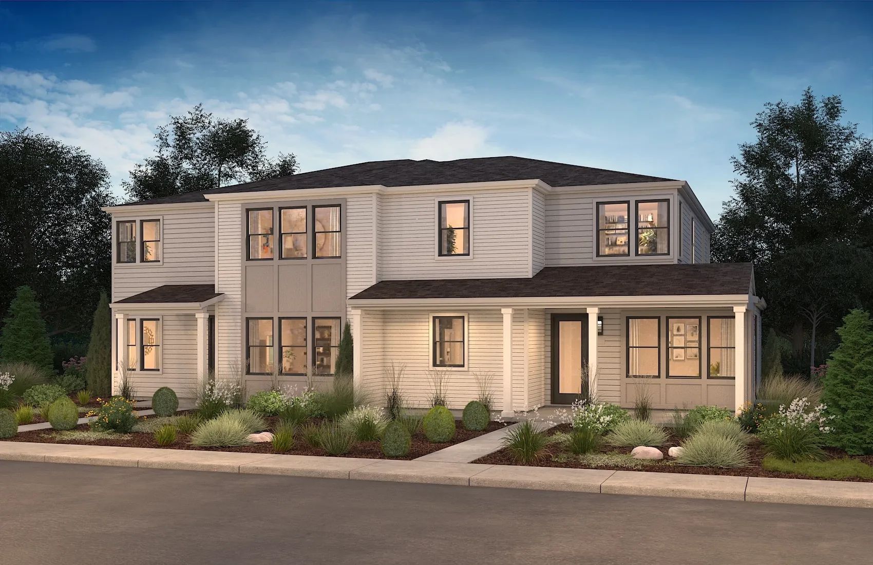 Bay House Plan 3B (Left) Rendering:Bay House Plan 3B (Left) Rendering