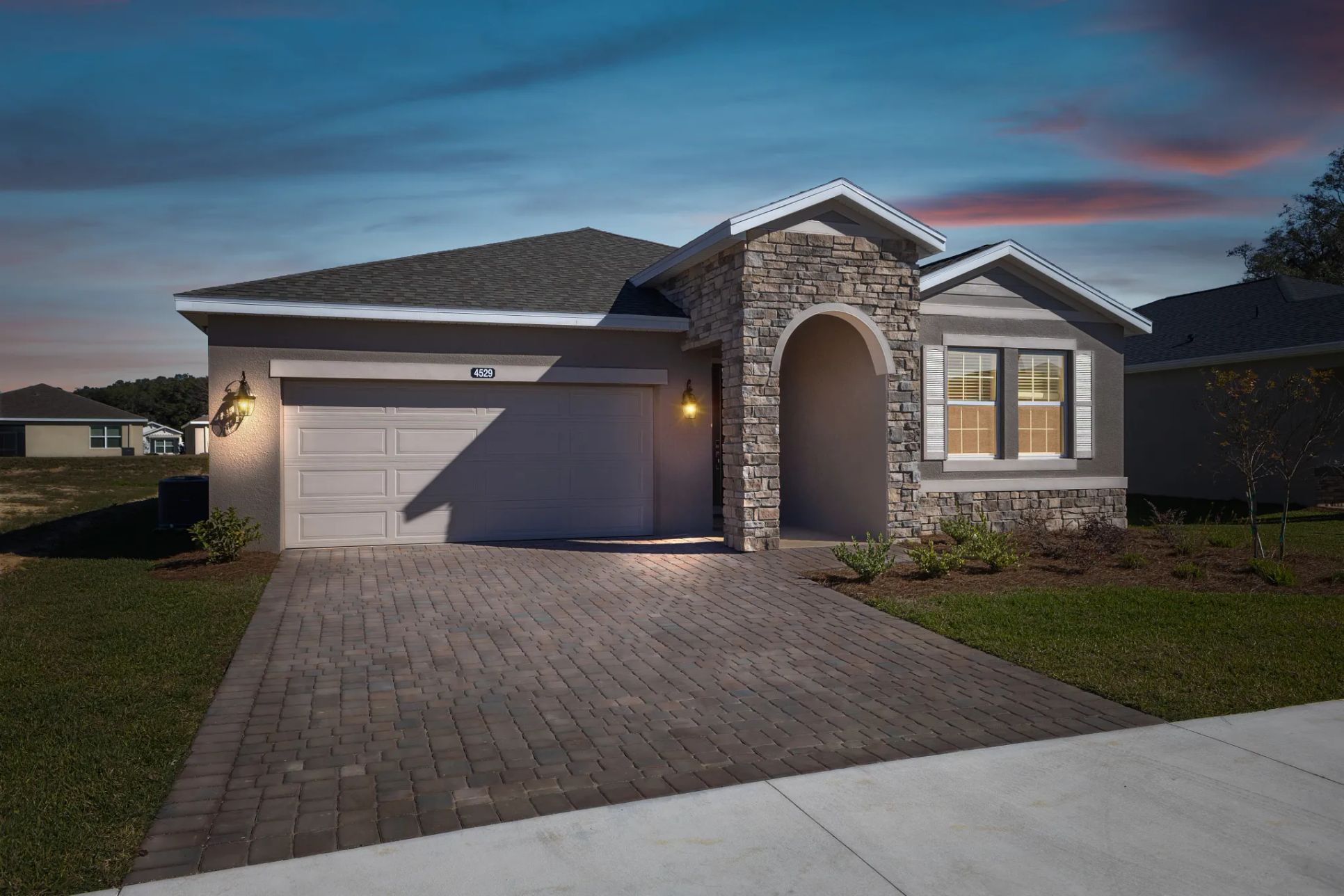 Ocala Preserve Quick Move-In Delcare Front Exterio:Declare Front Exterior Dusk