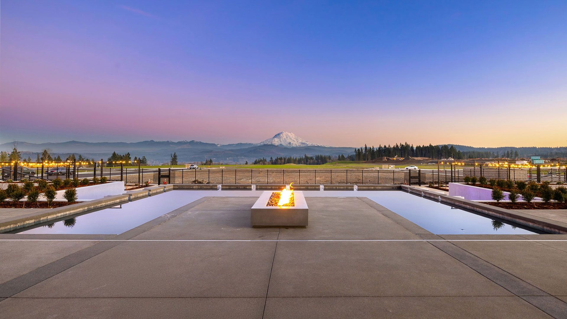 The Club at Uplands Reflection Pond:Enjoy the outdoor fire pit next to illuminating reflection pond and the gorgeous view of Mt. Rainier.