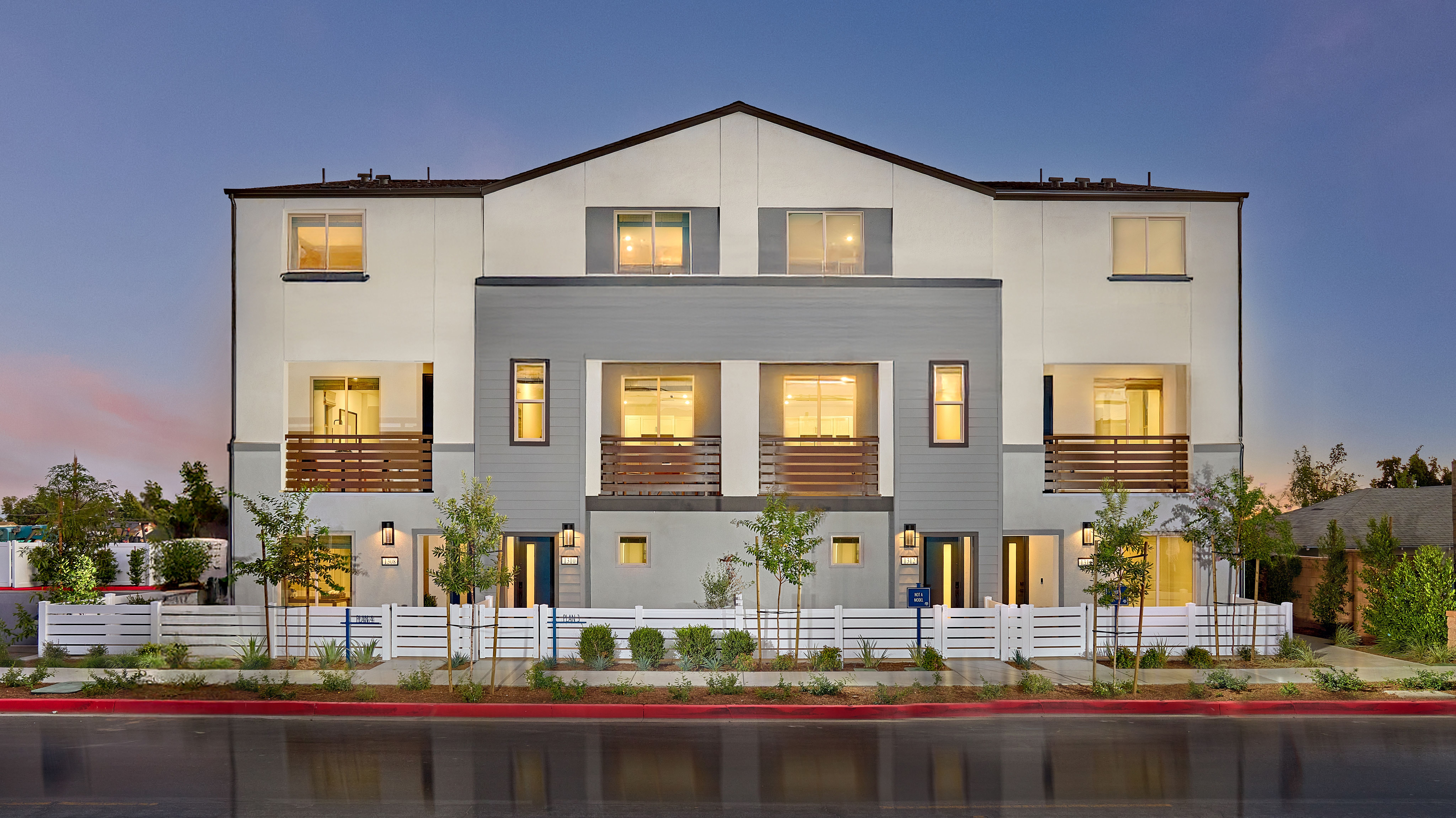 Canopy Street Scene2 - Twilight - Model Photography 1300x730 Risewell Homes