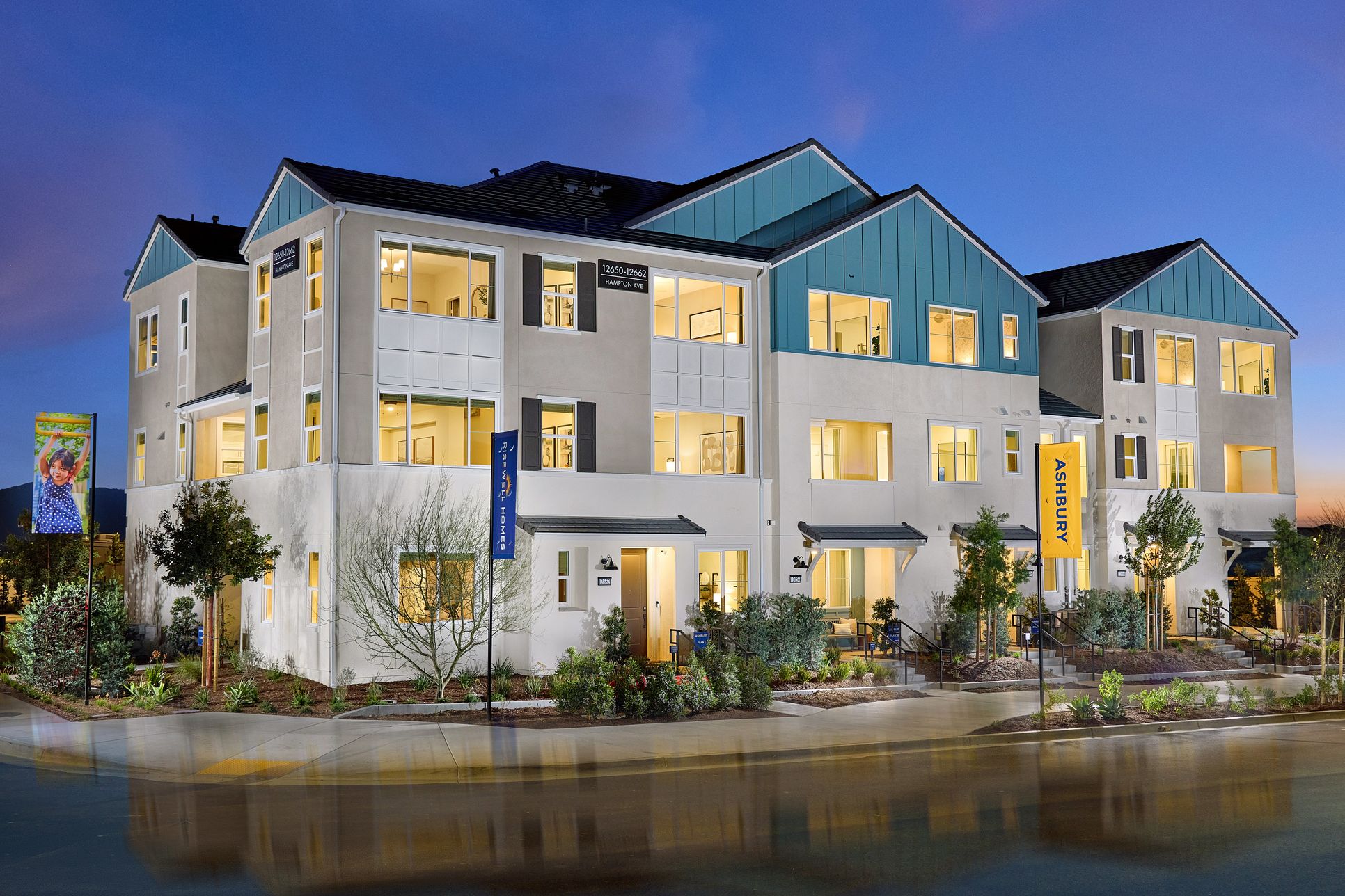 Ashbury at Eastvale Square - Plan 3 - Front Exterior - Model Photography - Risewell Homes