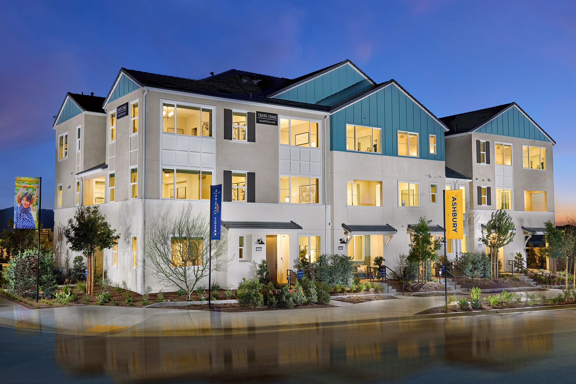Ashbury at Eastvale Square - Plan 4 - Front Exterior - Model Photography - Risewell Homes