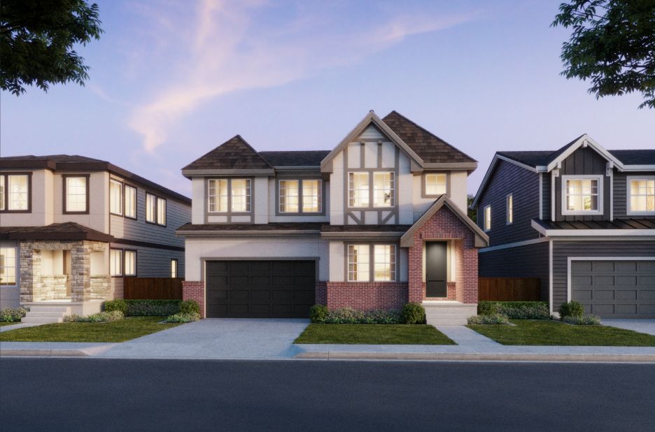 The Reserve at The Vineyard - Tudor - 376 - Front Exterior Rendering - Homesite Photography - Ris...