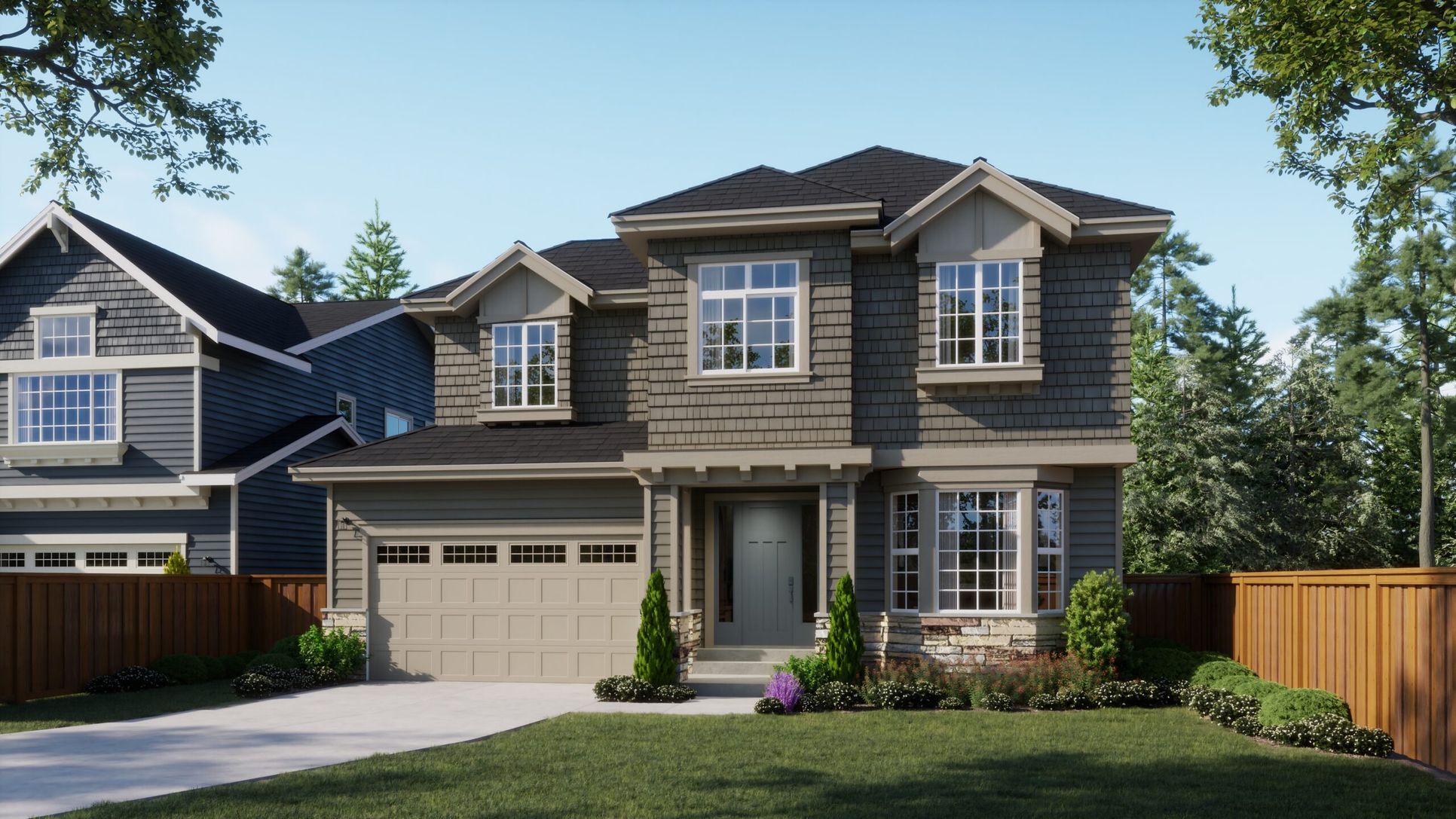 Plan 4072:Exterior Rendering of Plan 4072 at Cedar Estates by New Home Co.