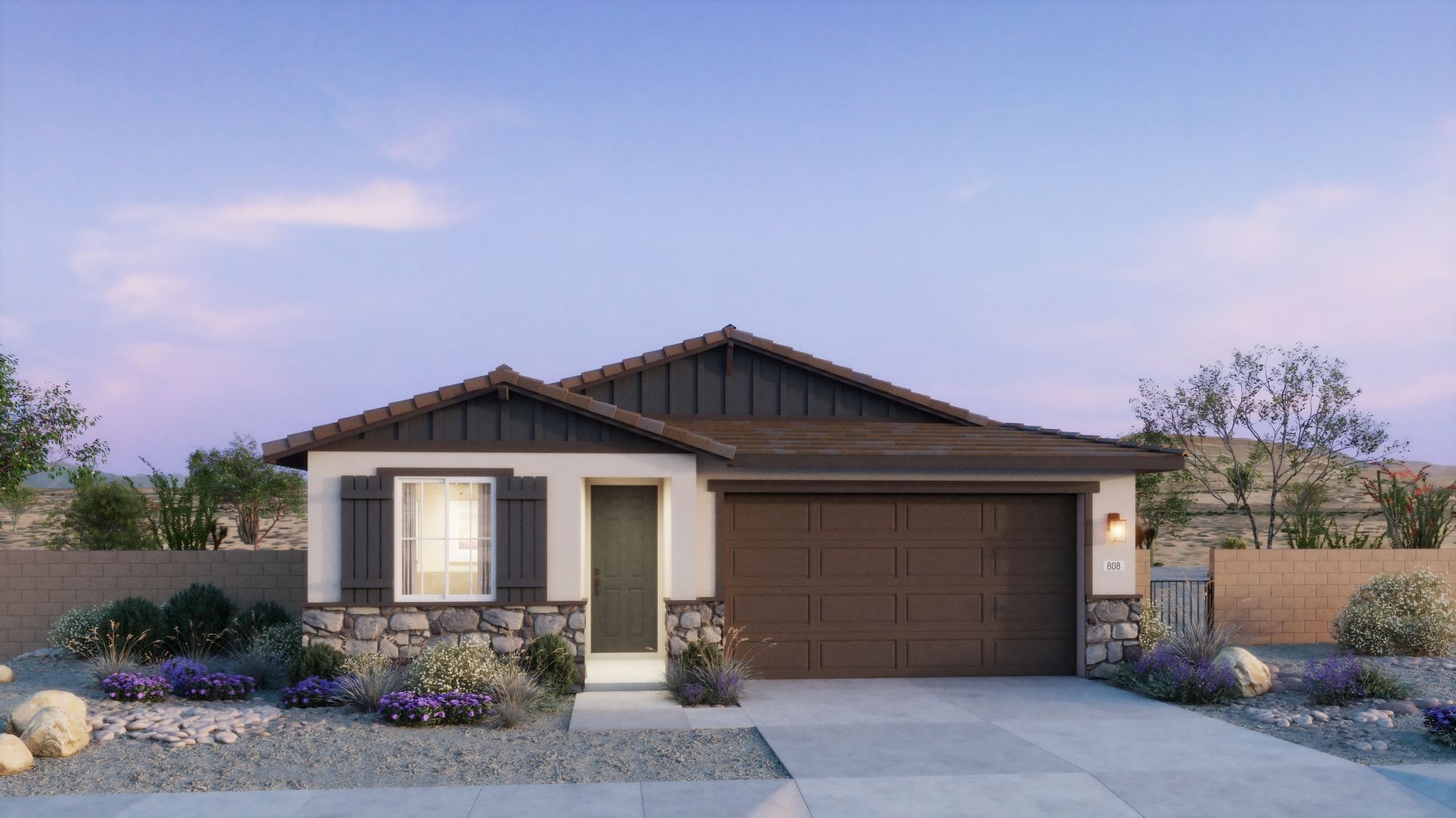 Villas at Frontera - PLAN_3507_CRAFTSMAN_DUSK_Renderings