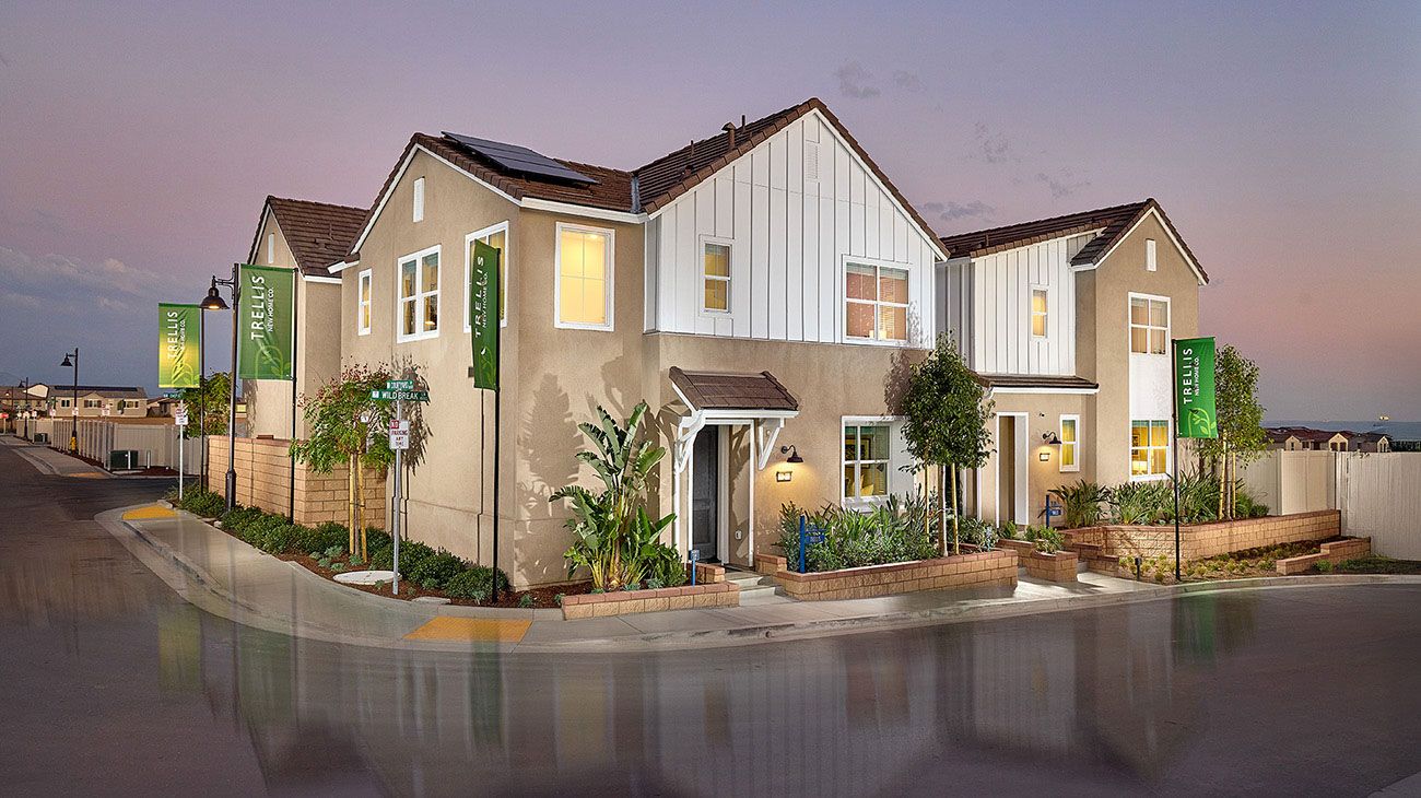 Trellis - Plan 1 Front Dusk - Model Photography