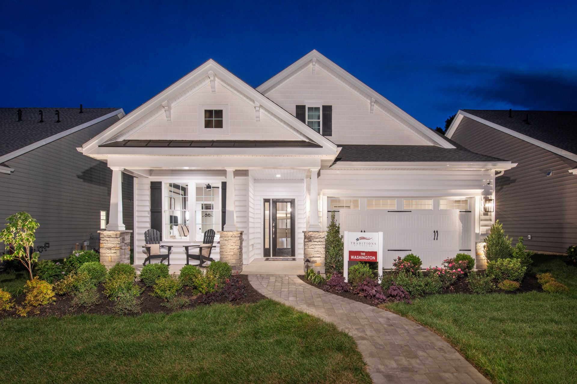 The Brandywine Farms Washington Front Elevation Dusk
