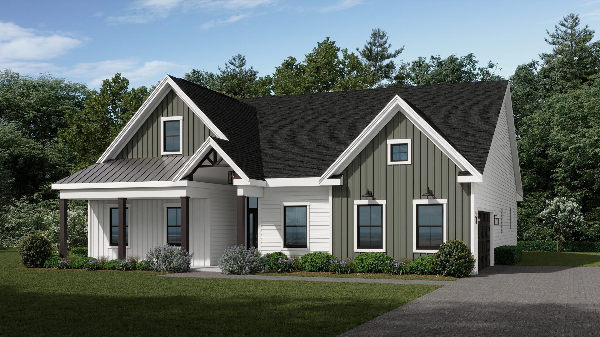 Franklin Pinnacle Estate Rustic Farmhouse View 2 Dark Columns