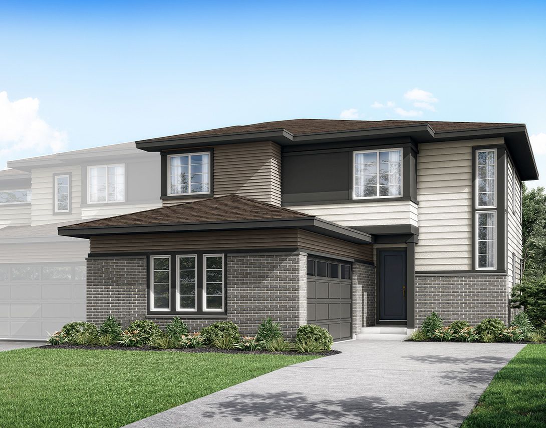 Plan 3513 Exterior:Modern Prairie Exterior Style (F)- Right Side of Duplex