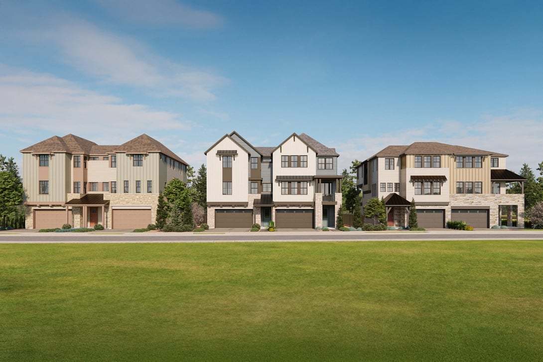 Rendered Streetscape of Timber Trails:Left to Right, Buildings 3, 2 and 1