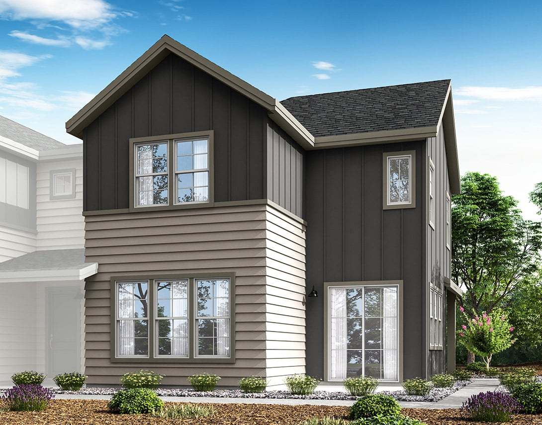 Plan C | Exterior Rendering:Example Plan C Farmhouse Exterior