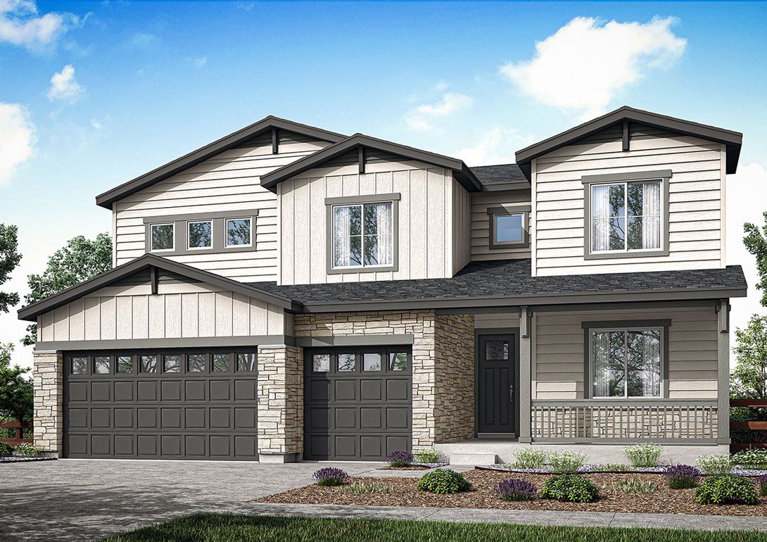 Plan 5014 [A] | Exterior Rendering:Example Modern Craftsman Exterior [A]