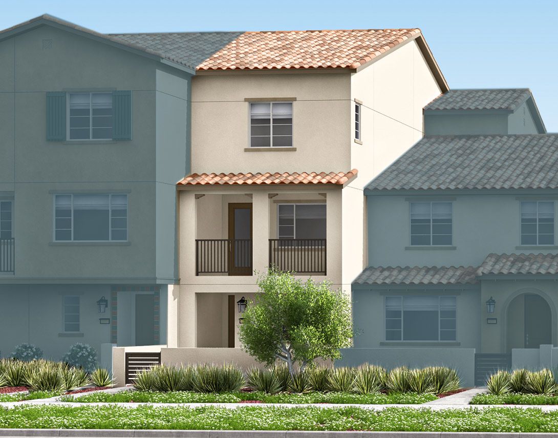 Cedar Row Plan 6 Exterior Style A:Spanish Rendering