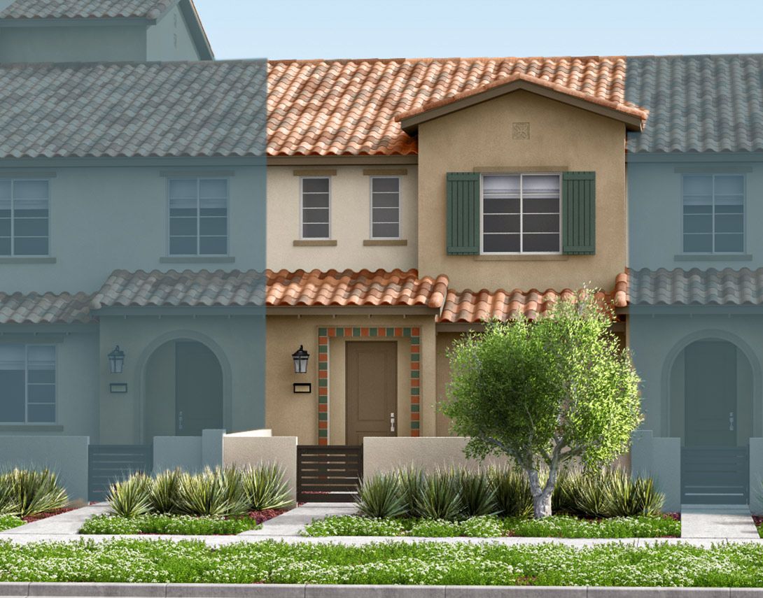 Cedar Row Plan 4 Exterior Style A:Spanish Rendering