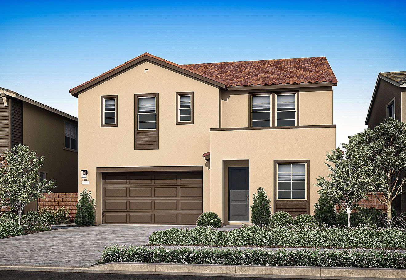 Sawyer at Bedford Plan 3 Exterior Style A:Transitional Spanish Rendering