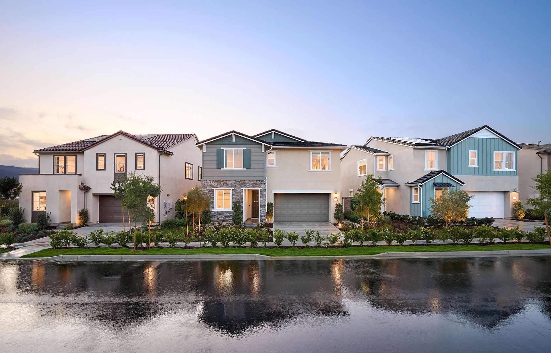 Sawer at Bedford:Model Home Exteriors Street Scene