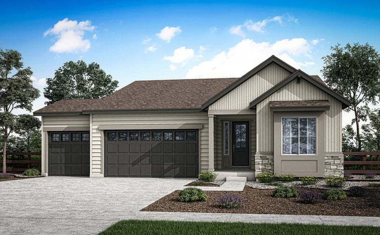 Plan 4031 | Rendering:Colorado Ranch style exterior