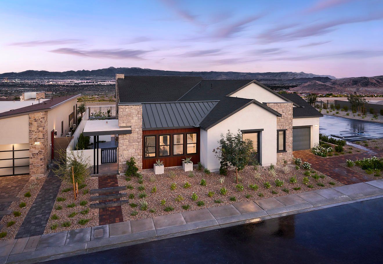 Carlisle Ridge in Summerlin:Plan 1 | Dusk Exterior