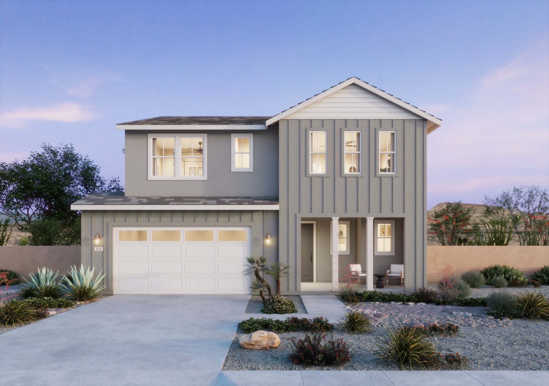 Horizon at Solara | Exterior Rendering | Plan 1 | Farmhouse | Corona, CA:Horizon at Solara | Exterior Rendering | Plan 1 | Farmhouse | Corona, CA
