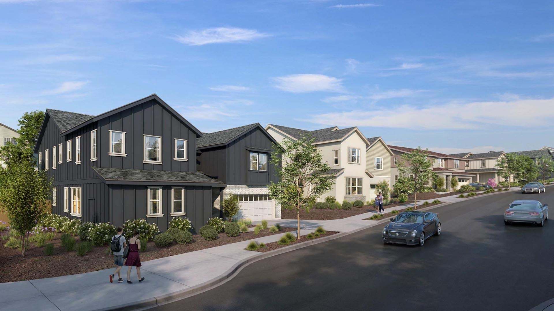 Orchid at Francis Ranch by Trumark Homes in Dublin, CA | Street Scape Rendering:Orchid at Francis Ranch by Trumark Homes
