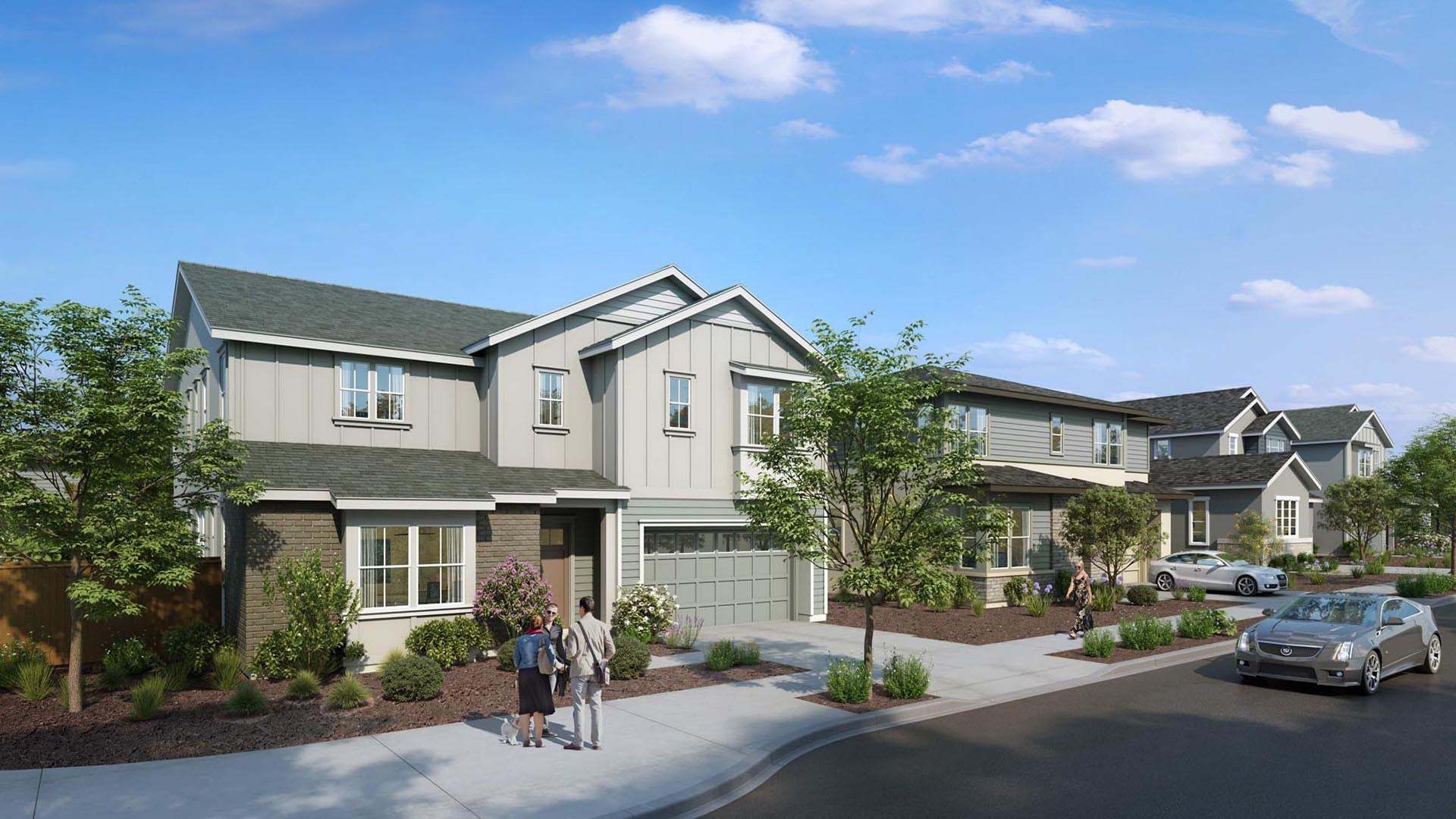 Azure at Francis Ranch by Trumark Homes in Dublin, CA | Streetscape Rendering:Azure at Francis Ranch by Trumark Homes in Dublin, CA | Streetscape Rendering