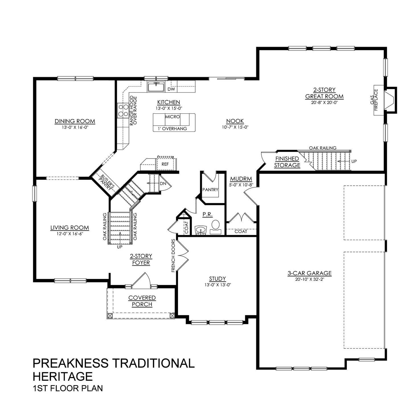 Plano de Planta:Preakness Traditional Heritage Series- First Floor Plan