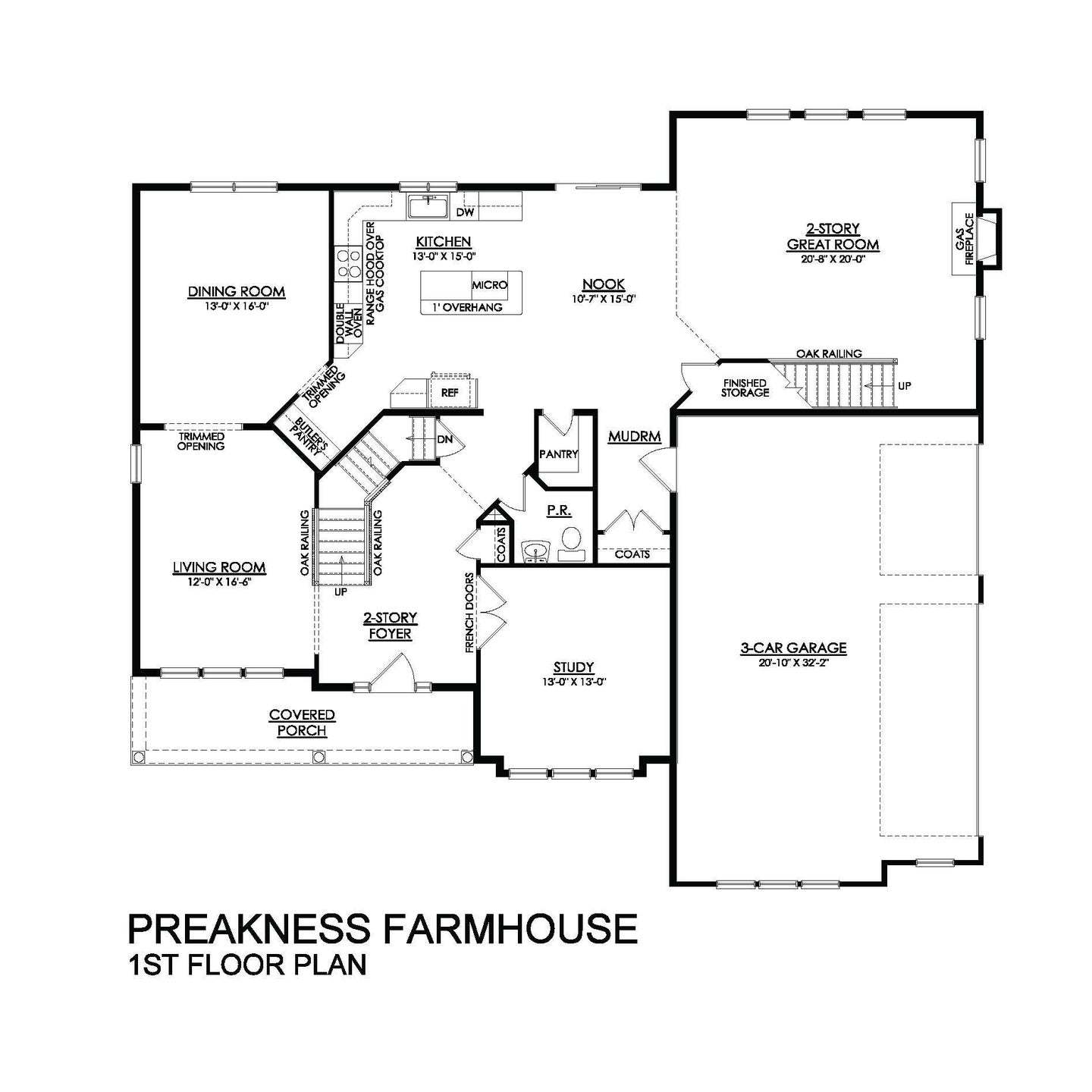 Plano de Planta:Preakness Farmhouse Base - 1st Floor - Tumble Creek