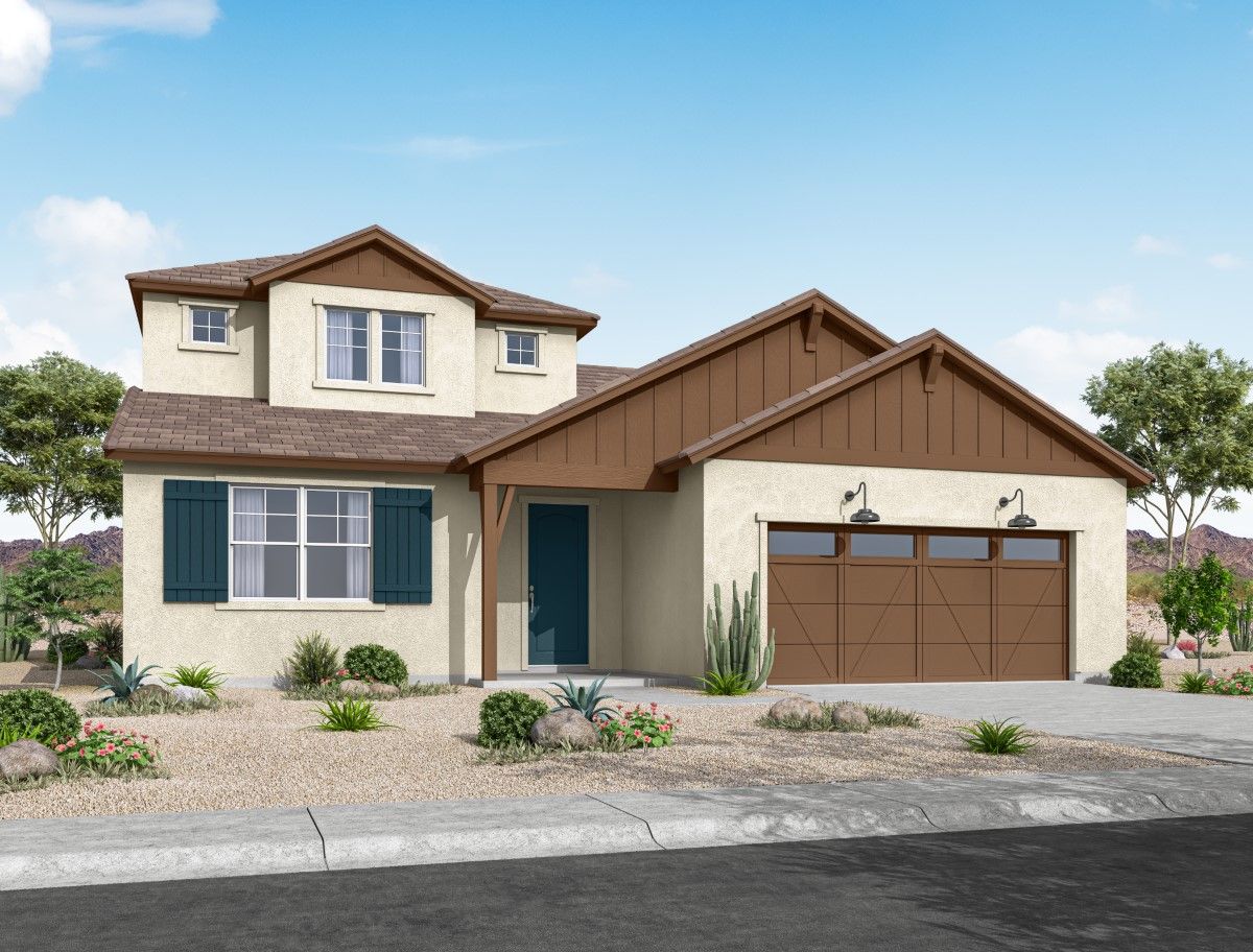 The Grove at El Cidro - Willow Floor Plan - Farmhouse Elevation:willow floor plan new homes for sale the grove at el cidro goodyear az william ryan