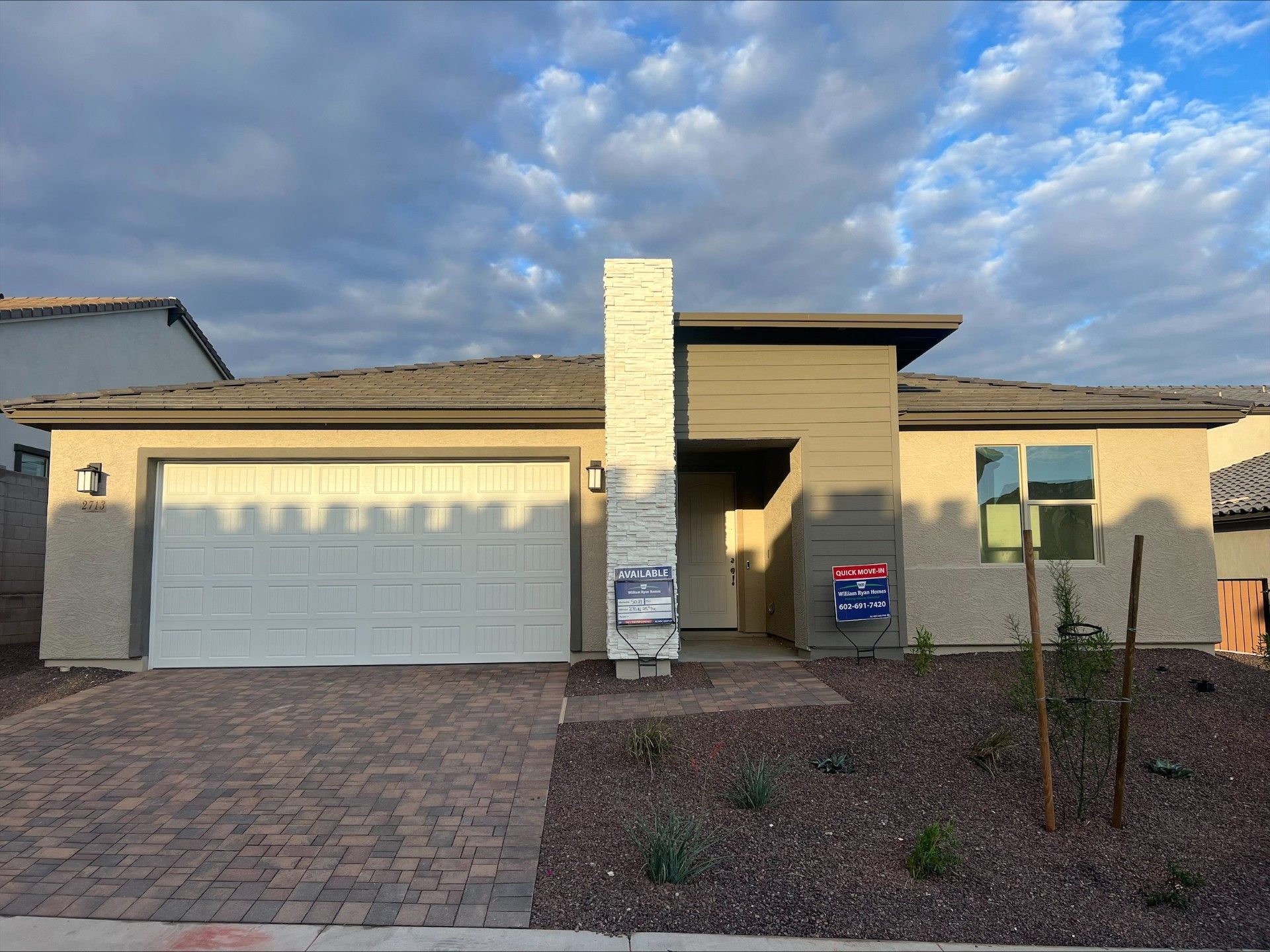 The Ridge at Sienna Hills - Ash Floor Plan -Lot 5024 Front Exterior:ash floor plan new homes for sale the ridge at sienna hills buckeye az william ryan