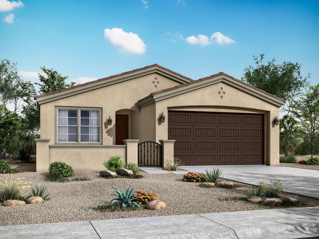 Oakmont Floor Plan - Spanish Elevation:Oakmont floor plan with Spanish elevation by William Ryan Homes Phoenix