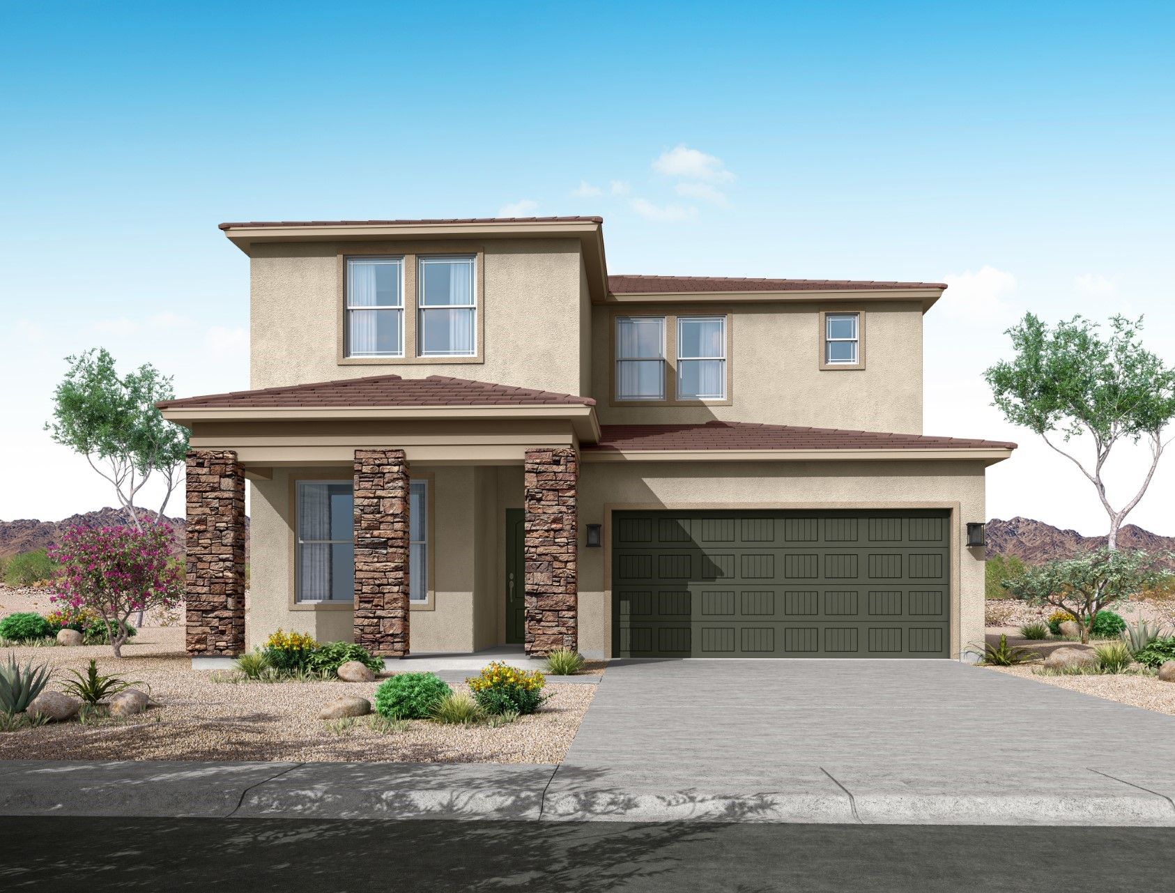 The Ridge at Sienna Hills - Roosevelt Floor plan - Desert Prairie Elevation:roosevelt floor plan new homes for sale the ridge at sienna hills buckeye az william ryan