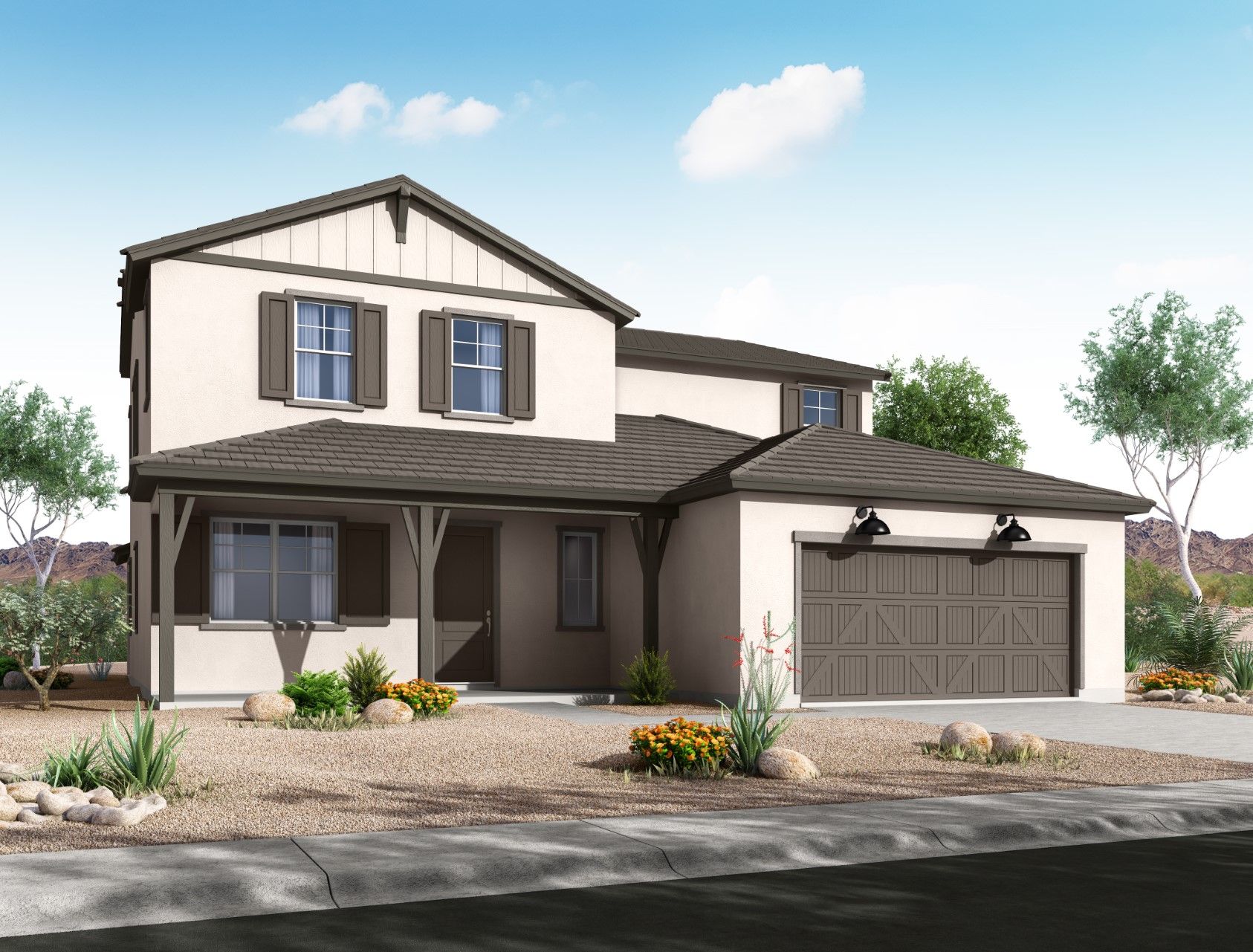 The Ridge at Sienna Hills - Cottonwood Floor Plan - Modern Farmhouse Elevation:cottonwood floor plan new homes for sale the ridge at sienna hills buckeye az william ryan