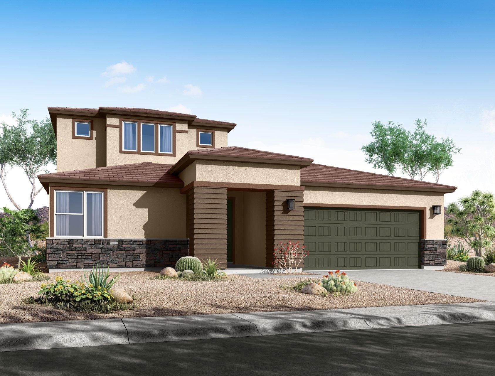 The Ridge at Sienna Hills - Ponderosa Floor Plan - Desert Prairie Elevation:ponderosa floor plan new homes for sale the ridge at sienna hills buckeye az william ryan