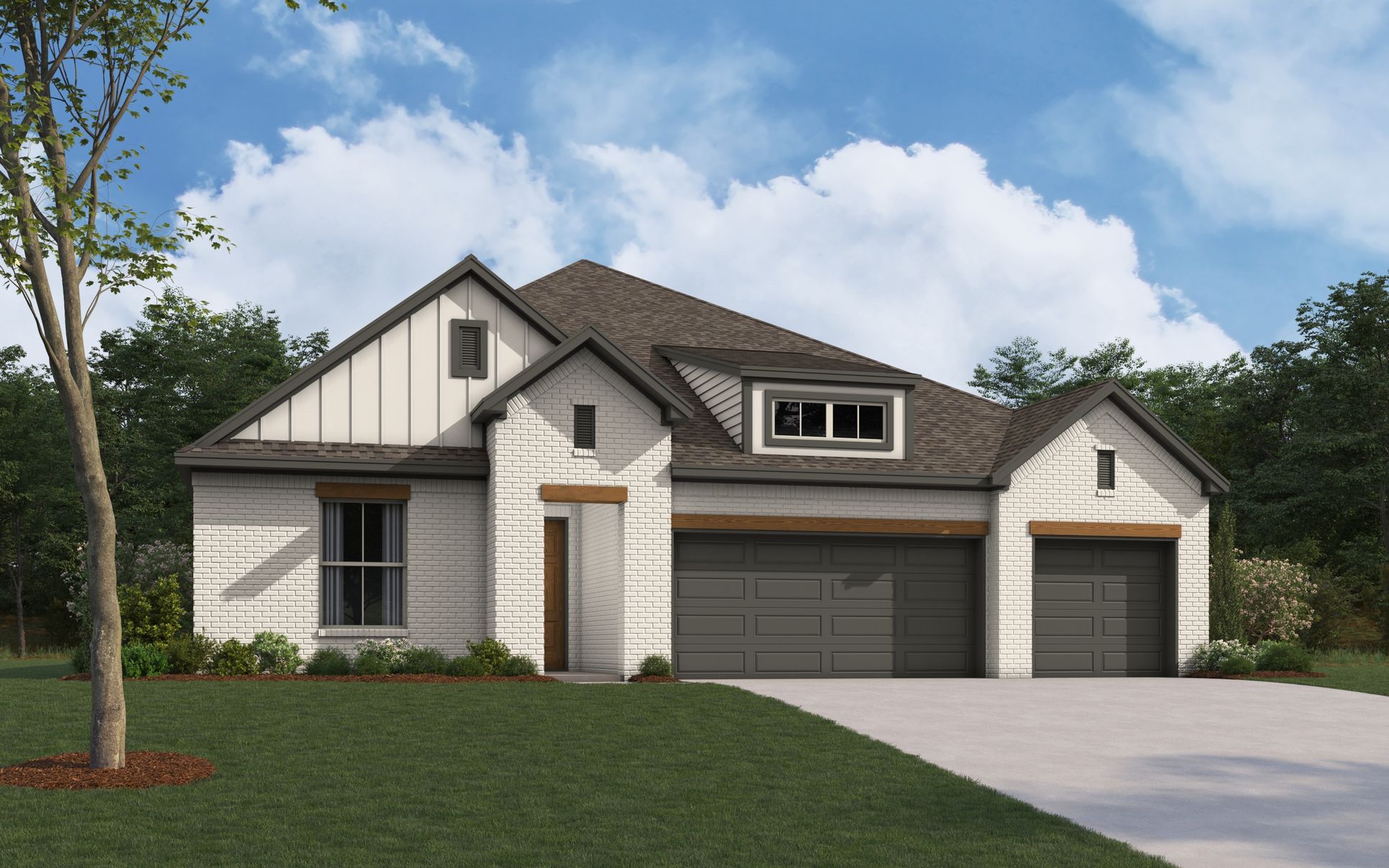 The Bridgeport II Floorplan - Modern Farmhouse Exterior:New home construction Dallas - William Ryan Homes - for sale