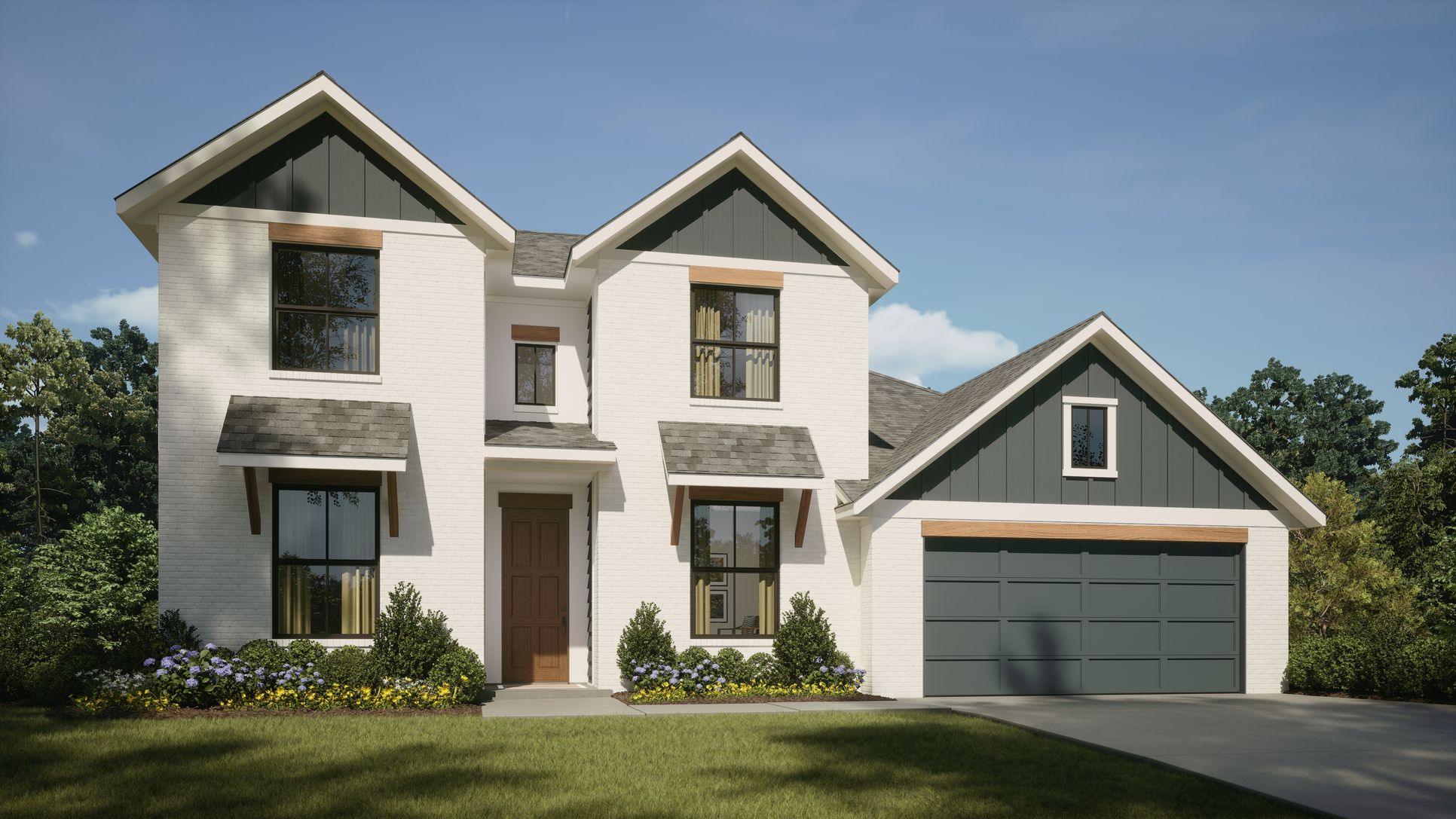 The Georgetown Floorplan - Modern Farmhouse Exterior:New Home Construction in Anna, Texas - William Ryan Homes Dallas - For Sale