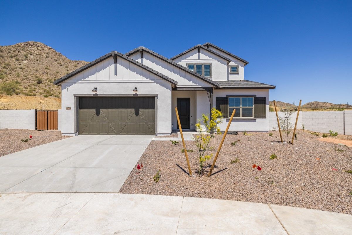 The Ridge at Sienna Hills - Ponderosa Floor Plan - Front Exterior:ponderosa floor plan new homes for sale the ridge at sienna hills buckeye az william ryan