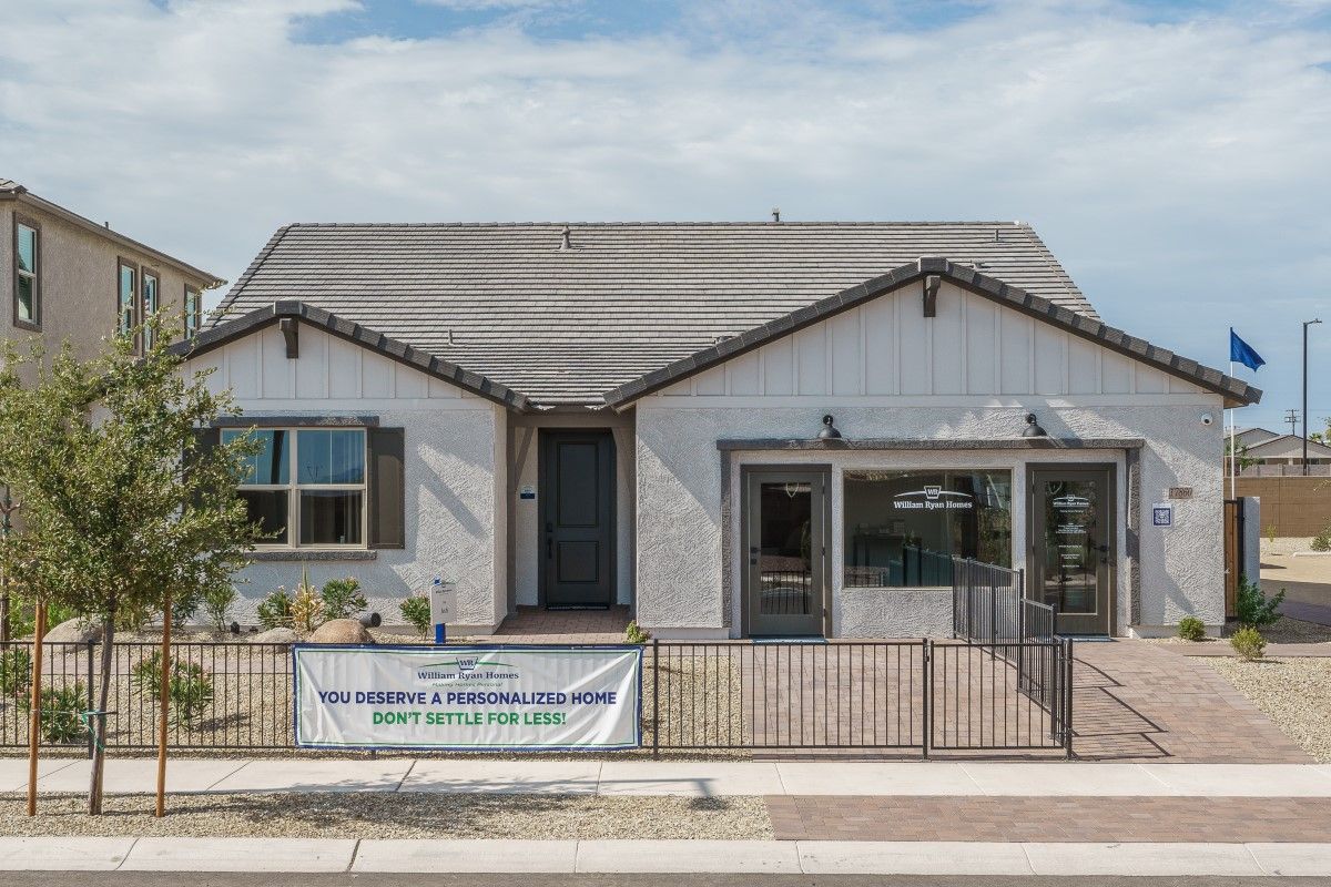 The Grove at El Cidro - Ash Model Home - Front Exterior:ash model new homes for sale the grove at el cidro goodyear az william ryan