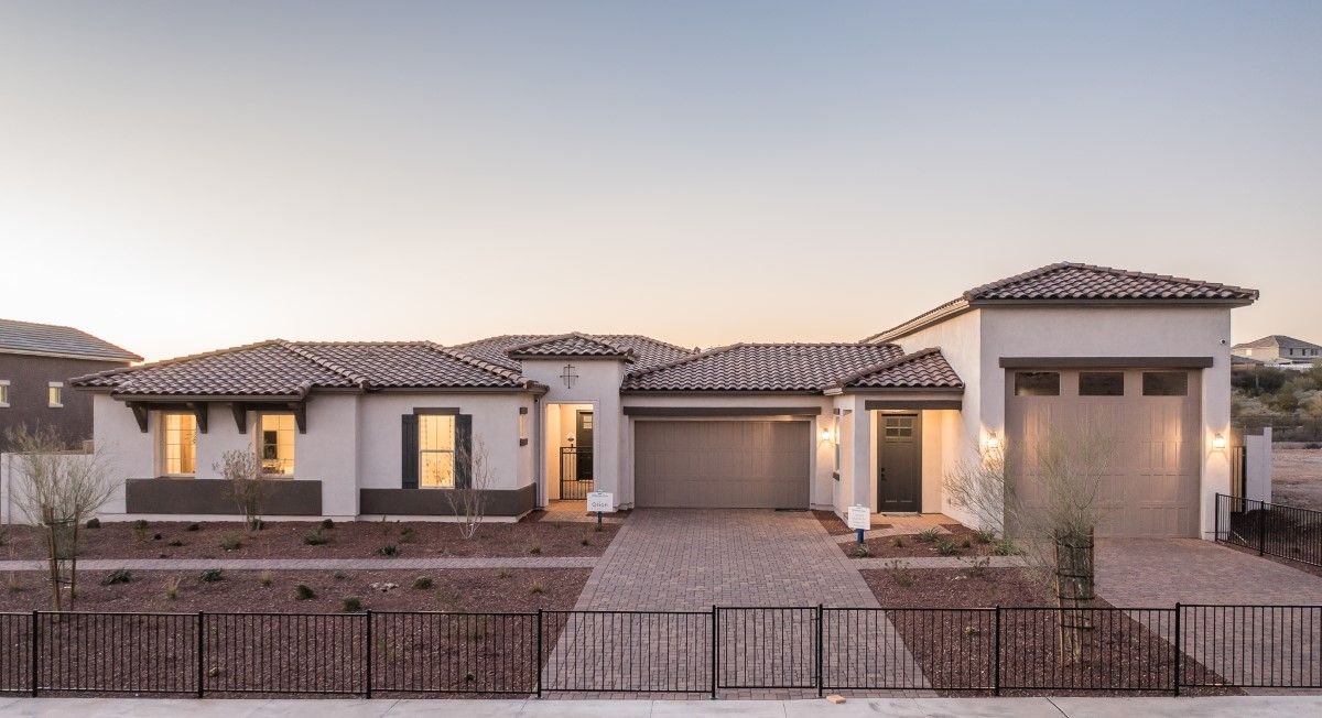 The Foothills at Arroyo Norte - Orion Model Home - Front Exterior:orion model home new homes for sale the foothills at arroyo norte new river az william ryan