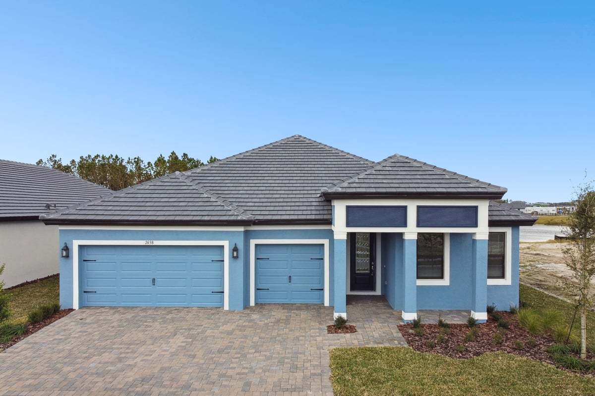 Charlotte New Home Plan - West Indies Elevation at Two Rivers by William Ryan Homes Tampa:Charlotte new construction home plan Zephyrhills and Wesley Chapel, FL at Two Rivers by William Ryan Homes Tampa