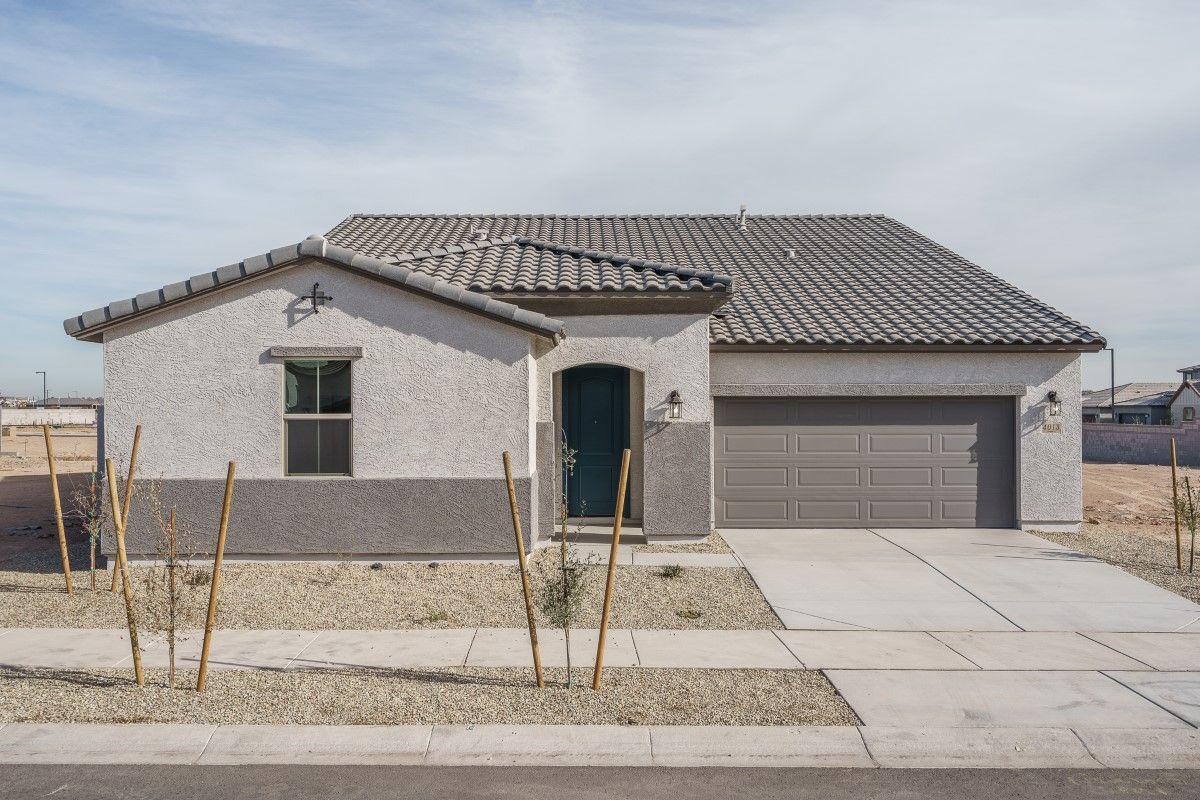 The Grove at El Cidro - Juniper Spanish - Front Exterior:juniper spanish new homes for sale the grove at el cidro goodyear az william ryan