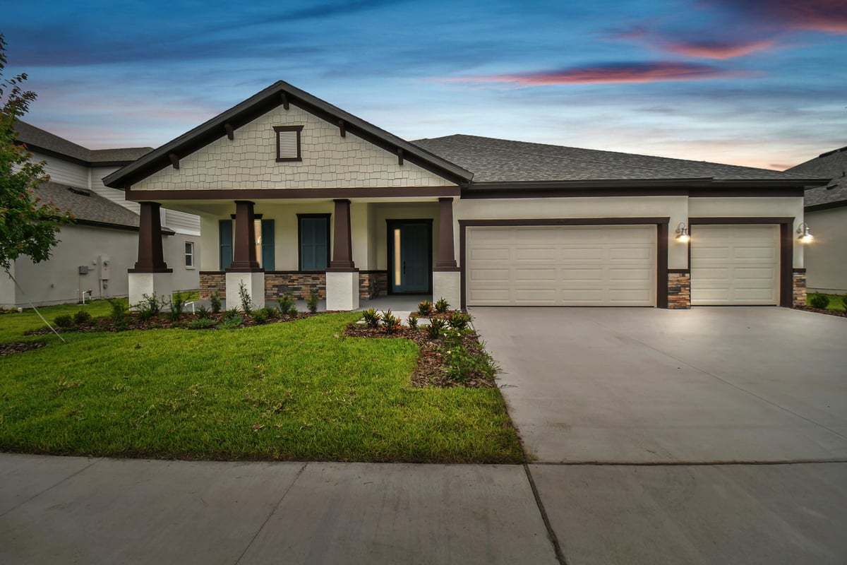 Sweet Bay New Home Plan - Craftsman Elevation with Opt Stone:Sweet Bay new construction home plan at River Preserve Estates in Parrish, FL by William Ryan Homes Tampa