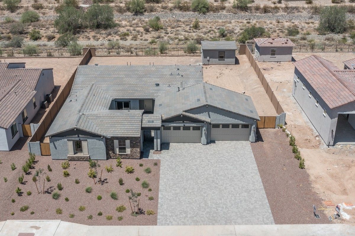 The Foothills at Arroyo Norte - Orion Floor Plan - Front Exterior Top View:orion floor plan new homes for sale the foothills at arroyo norte new river az william ryan