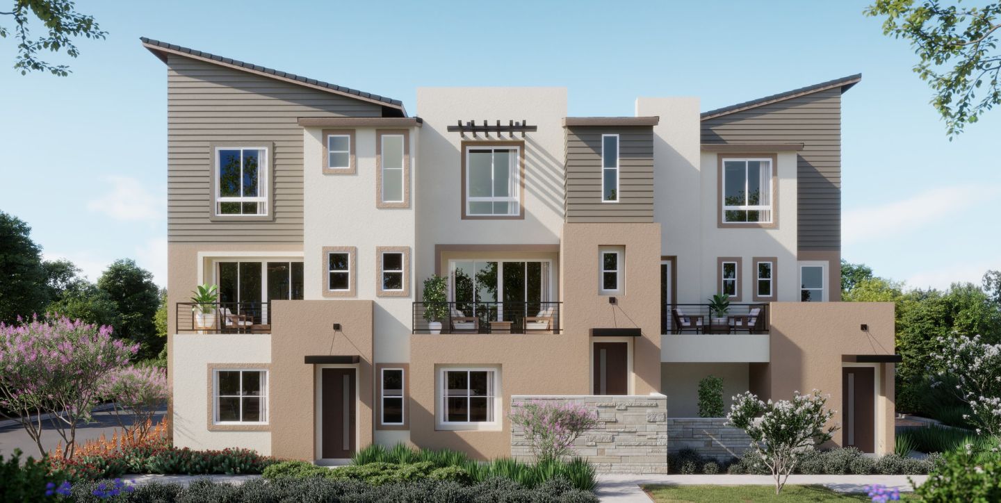 The Nest at La Costa Ext Rendering - Bldg 3 3plex Scheme 1 - Web
